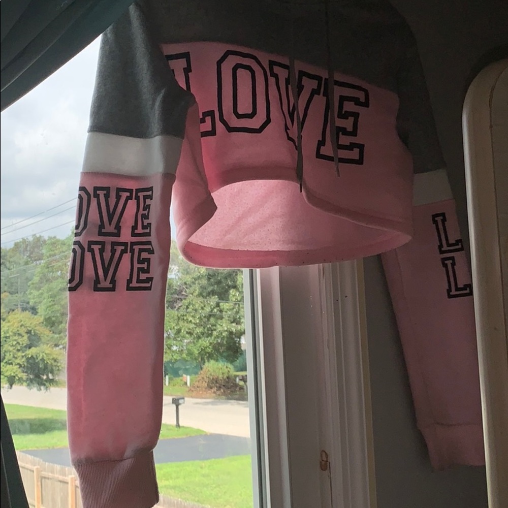 love cropped hoodie with drawstring